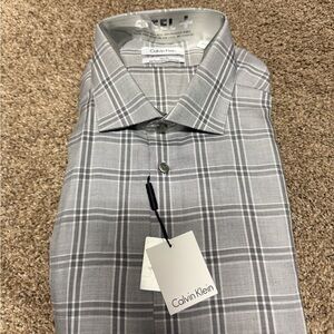 Calvin Klein Silver Checkered Shirt